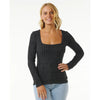 Camiseta Rip Curl Open Neck Cosy Black Marle