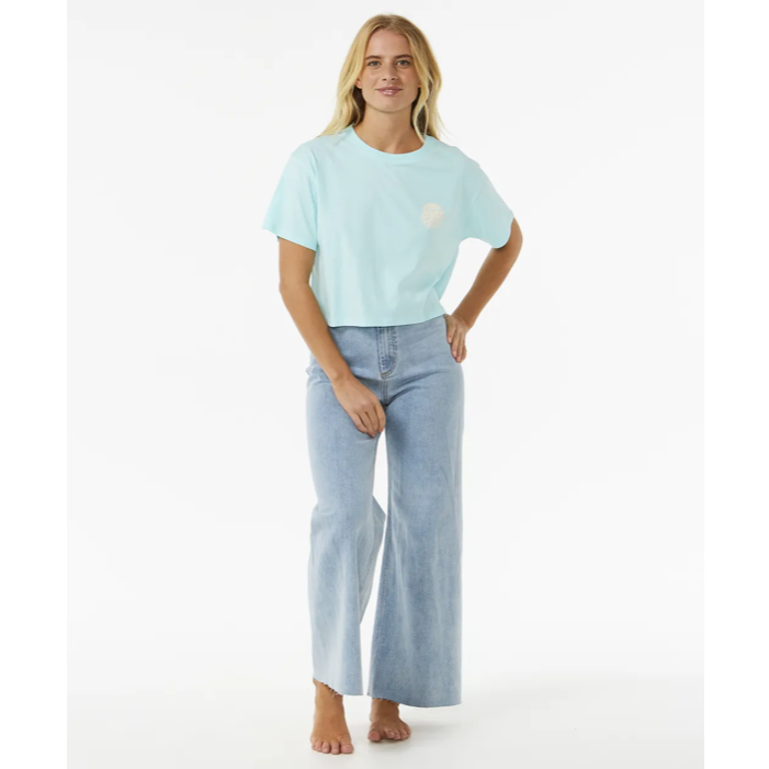 Camiseta Rip Curl Wettie Icon Crop Tee Sky Blue