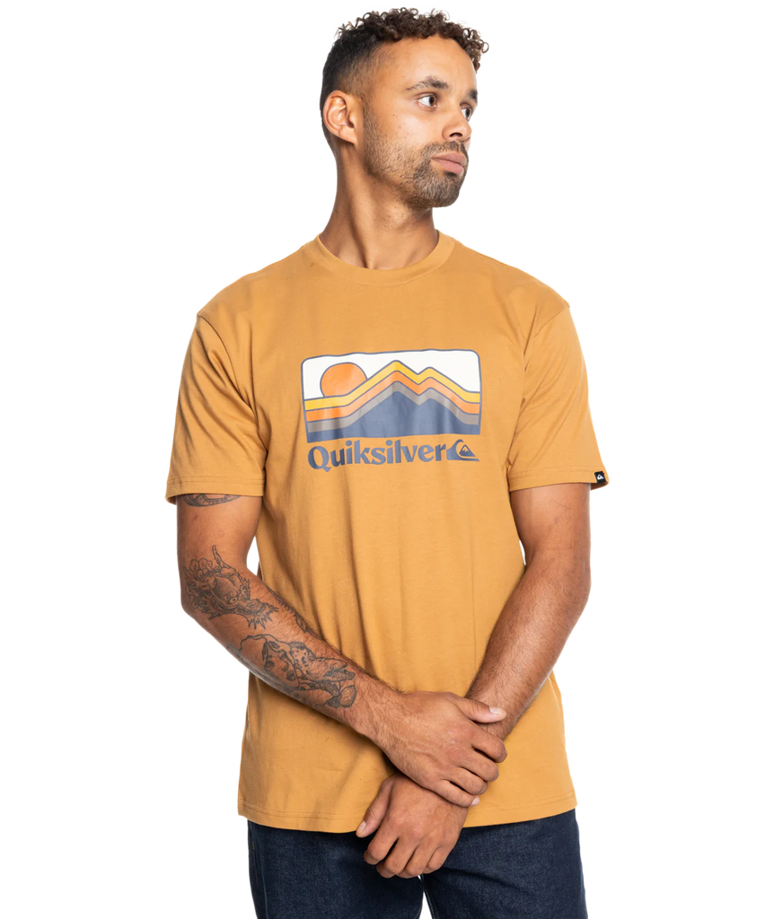 Camiseta Quiksilver Gradient Mountains Bone Brown