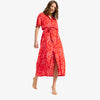 Vestido Roxy Island Scape Poppy Red Dancing Ditsy